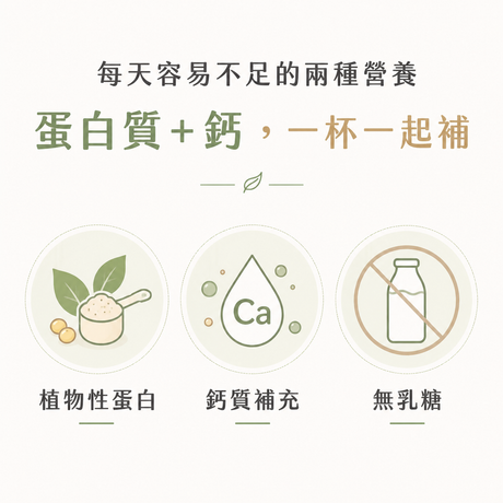 高鈣日常蛋白飲提供植物性蛋白與鈣質補充